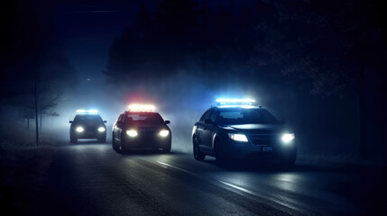Fototapeta na wymiar Illustration of police speeding down the road responding to an emergency call