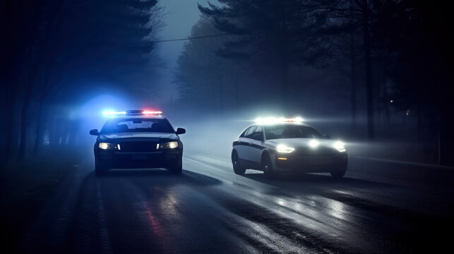 Illustration of police speeding down the road responding to an emergency call