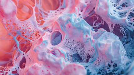 Macro photography of colorful foam with bubbles
