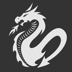 Traditional Chinese Dragon silhouette icon. Vector illustration 
