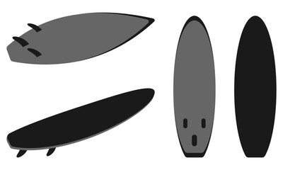 surfboard vector icon with different view. vector illustration isolated on white background.