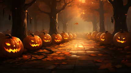 a large group of pumpkins sit on an autumn day - Powered by Adobe