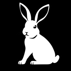 Black and White Cute Rabbit Illustration