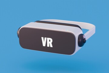 3D VR goggles, virtual reality technology, metaverse icon with font in front goggles notification. Metaverse technology future, Game concept. 3d minimal cartoon icon design.3d render illustration.