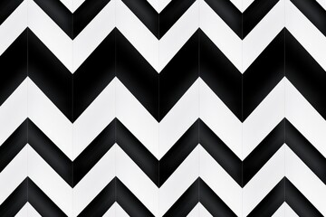 A visually appealing black and white zigzag pattern, perfect for adding a touch of simplicity and style to any project or design, Deconstructed monochrome chevron print, AI Generated