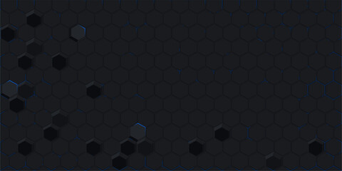 Trendy Dark Abstract Seamless Futuristic Simple Hexagonal Gaming Cyber Vector Tech Background