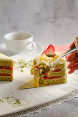 matcha strawberry cheesecake