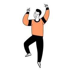 vector pose of happy person in orange shirt illustration