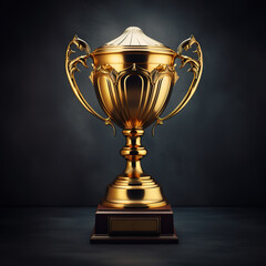 Fototapeta na wymiar golden trophy or award against a black background