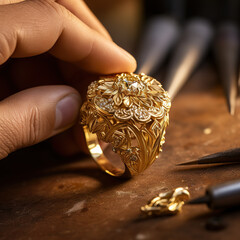 Jeweller hand crafting an ring