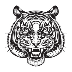 Tiger face silhouettes vector illustration