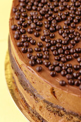 chocolate dessert on a colored background