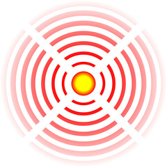 Red circles, localization sign pain pointing mark