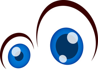 Funny blue eyes, cartoon happy look sign