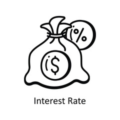 Interest Rate vector  outline doodle Design illustration. Symbol on White background EPS 10 File
