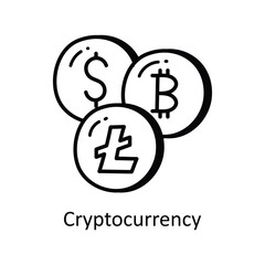 Crypto currency vector  outline doodle Design illustration. Symbol on White background EPS 10 File