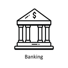 Banking vector  outline doodle Design illustration. Symbol on White background EPS 10 File
