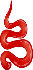 Red ketchup sauce, tomato cream wavy splash line