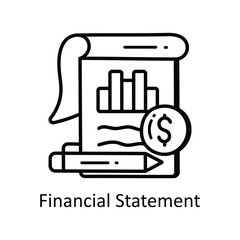 Financial Statement vector  outline doodle Design illustration. Symbol on White background EPS 10 File