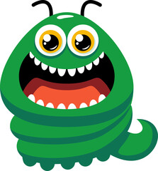 Funny monster with scare face, spooky alien mascot