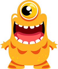 Monster happy cartoon comic alien with one eye