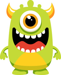Comic monster cartoon personage with one eye horns