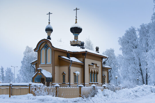 Orthodox Church in winter in Tornio, Finland