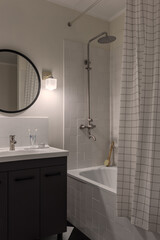 Vintage interior design in the bathroom with shower