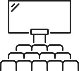 Conference hall interior graphic black icon