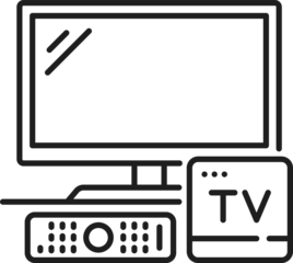 Internet TV service in hotel isolated outline icon