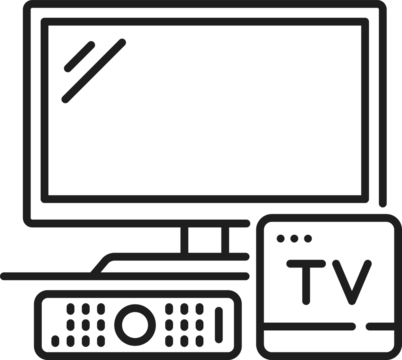 Internet TV service in hotel isolated outline icon