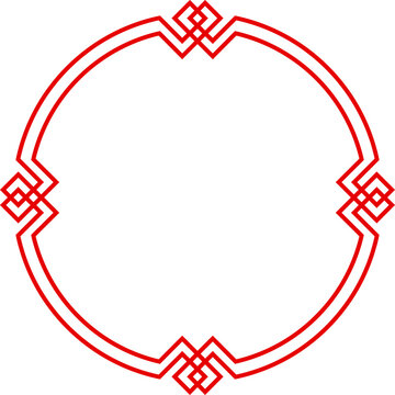 Vintage decorative frame oriental red circle