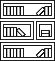 Modern outline icon of bookshelf with books