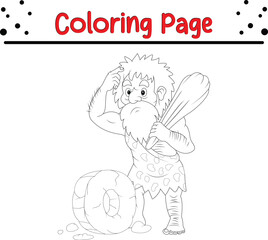 caveman coloring page for kids