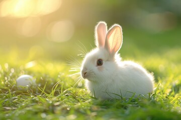 Obraz premium Easter egg on green field. background Generative AI