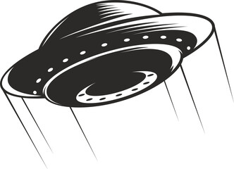 UFO sign or icon flying saucer with trails