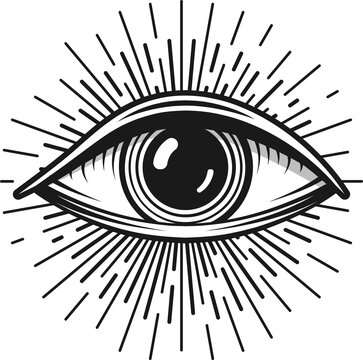 Occult eye tattoo, vector mystic occultism sign