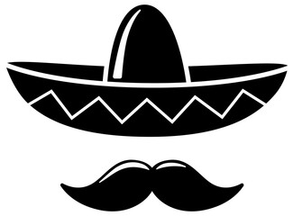 Sombrero hat and moustaches Cinco de Mayo icon