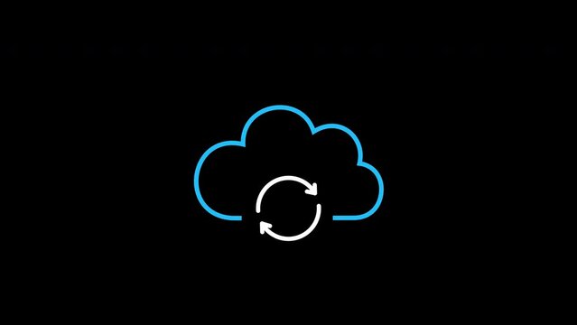 Cloud refresh icon animation. Isolated on a black background. Alpha channel.