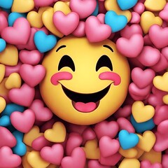 Lots of smiling hearts in between little hearts emoji.