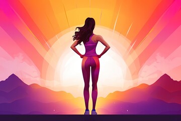 
Fit Woman at Sunset - Motivational Illustration of Good Physical Shape