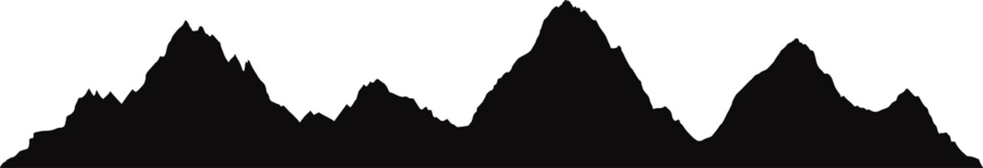 Wild terrain peak, mountain rock range silhouette - obrazy, fototapety, plakaty