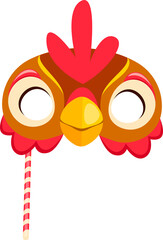 Rooster head mask isolated cartoon cock bird