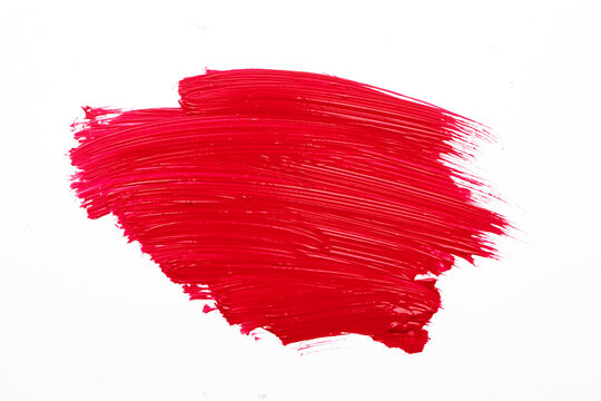 maźnięcia czerwoną farbą, pociągnięcie pędzlem czerwoną farbą