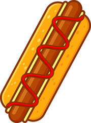 Bun with sausage isolated hotdog fastfood snack