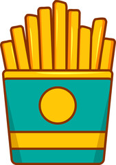 French fries, fried potatoes in box, fastfood