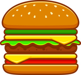Cheeseburger fastfood snack isolated tasty burger
