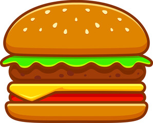 Burger fastfood icon, cheeseburger fast food snack