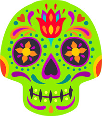 Calavera Dia de Los Muertos symbol, sugar skull