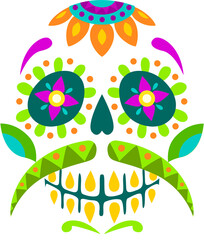 Fototapeta na wymiar Calavera with floral pattern, sugar skull head